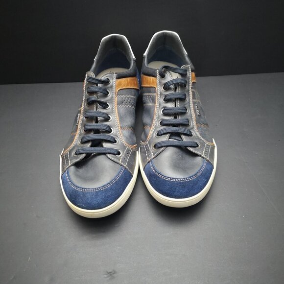 Geox Respira Men's Size 10 Navy Tan White Leather & Suede Tie Closure Shoes - Picture 6 of 10